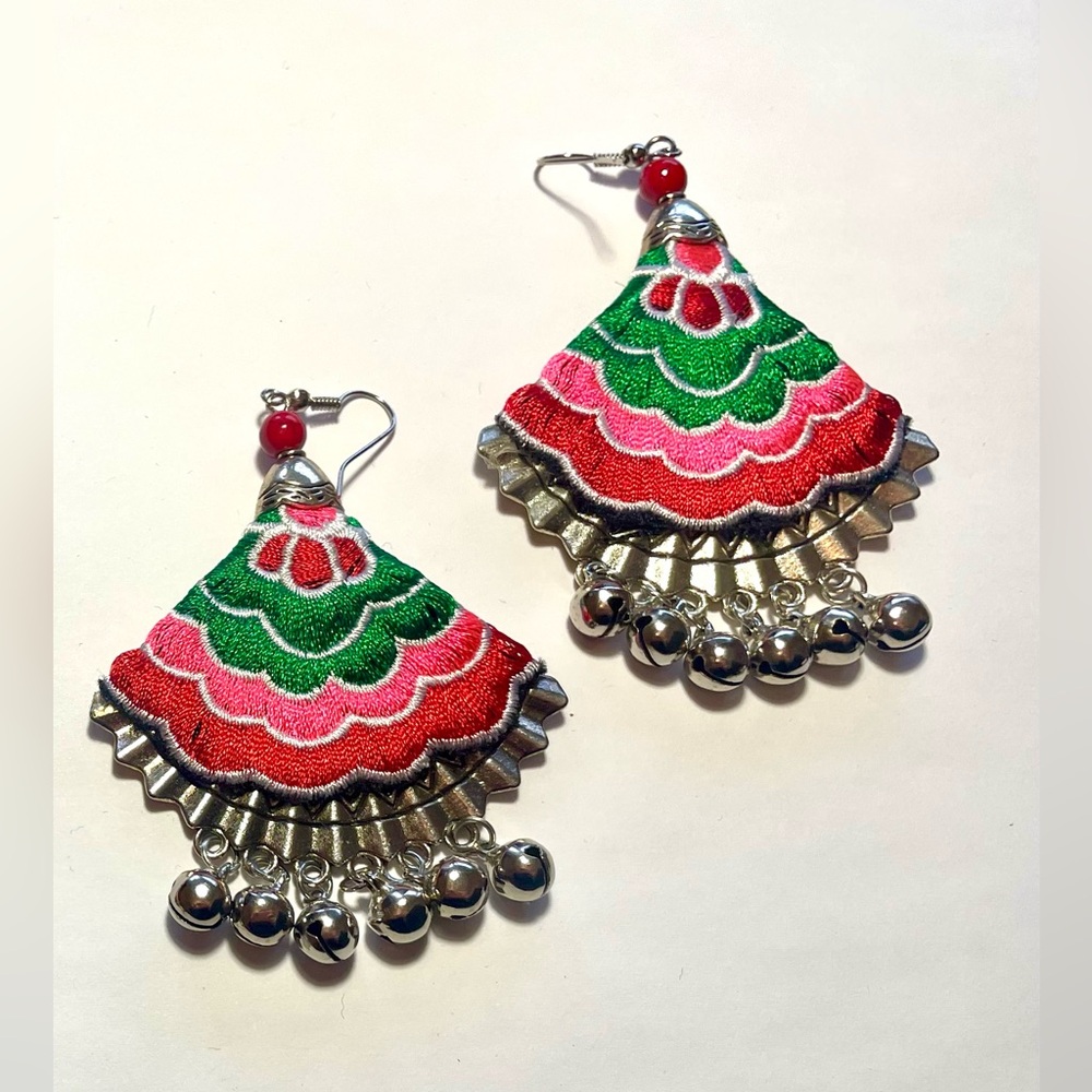 Vibrant Multicolor Fan Earrings